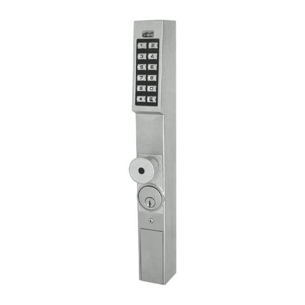 Alarm Lock / DL1200 Narrow Stile Pin Locks /Pushbutton Aluminum Door Trim, 100 Users, Knob, Satin Chrome