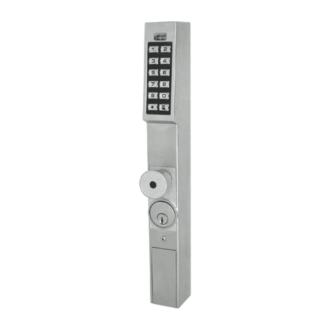 Alarm Lock / DL1200 Narrow Stile Pin Locks /Pushbutton Aluminum Door Trim, 100 Users, Knob, Satin Chrome