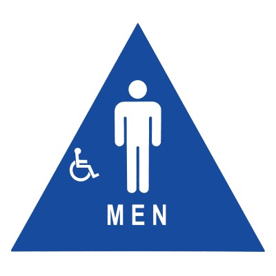 Don-Jo CHS1 / CHS3 / CHS4 — California Title 24 Restroom Signs, Raised + Braille, Blue