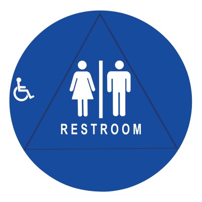 Don-Jo CHS1 / CHS3 / CHS4 — California Title 24 Restroom Signs, Raised + Braille, Blue