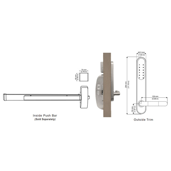 Cal-Royal EXCR929M Smart Digital Exit Device Trim