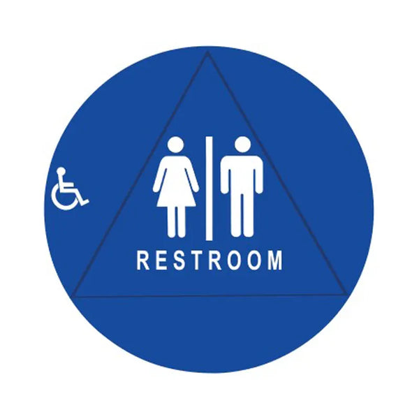 Don-Jo CHS1 / CHS3 / CHS4 — California Title 24 Restroom Signs, Raised + Braille, Blue
