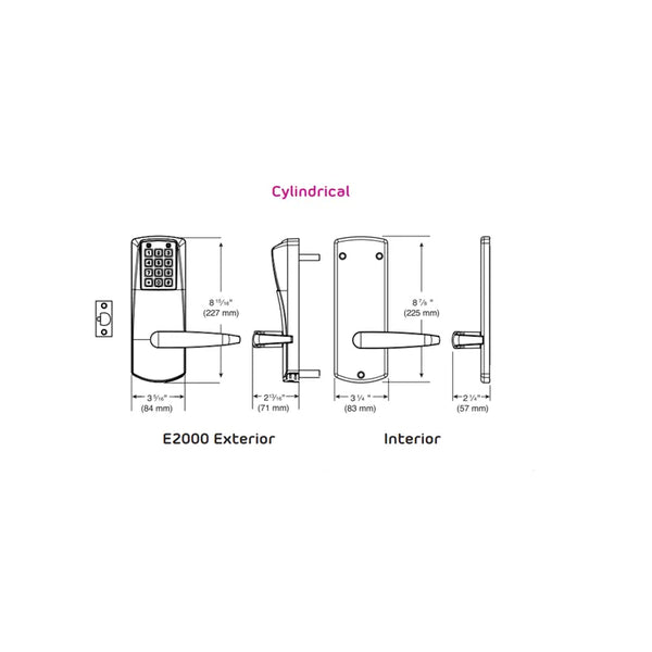 Dormakaba E-Plex E2031 Electronic Pushbutton Cylindrical Lock — 626/606/744