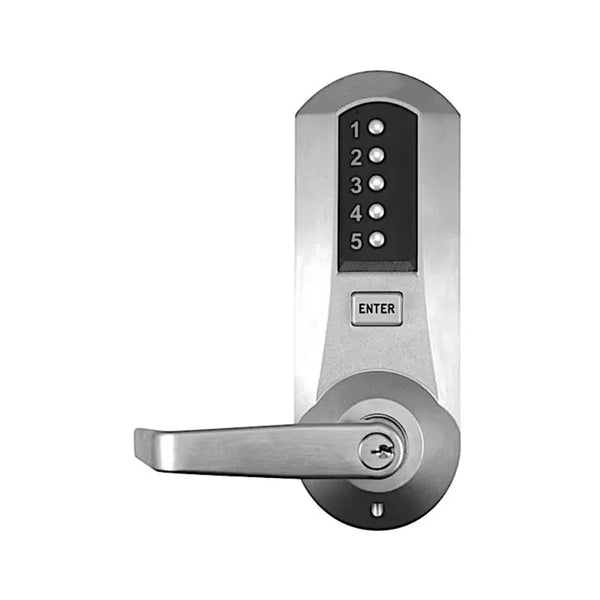 DORMAKABA Simplex 5021 Mechanical Pushbutton Lever Lock, 26D Satin Chrome, Entry w/ Key Override