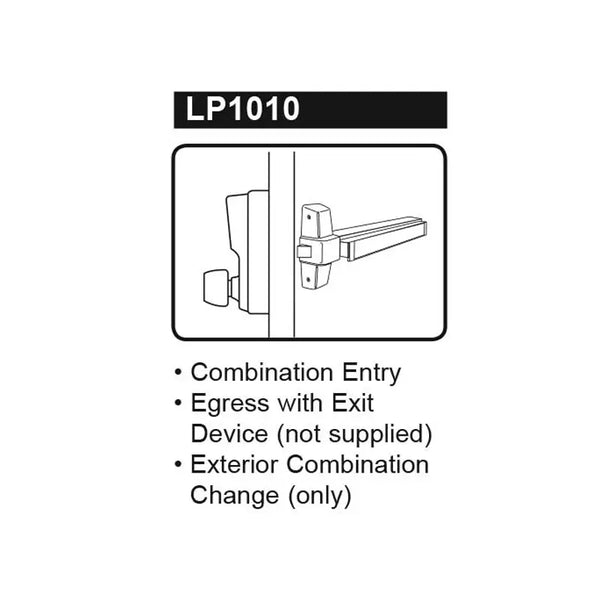 dormakaba Simplex LP1010 Mechanical Pushbutton Lever Lock — 26D/10B, Key Override