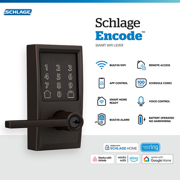 Schlage Encode™ Smart WiFi Lever with Latitude Lever