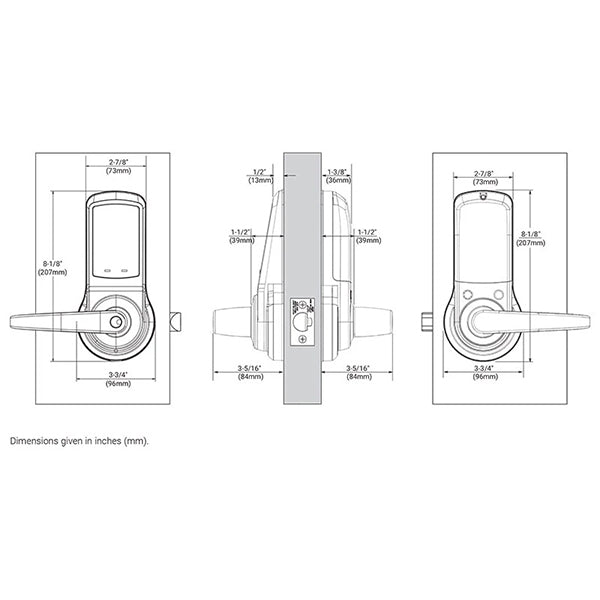 Accentra (Formerly Yale) AU-NTB613-NR nexTouch Push Button Keypad Cylindrical Lock, Augusta Lever