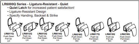 ABH LR6000Q Ligature Resistant Quiet Hospital Push Pull Latch