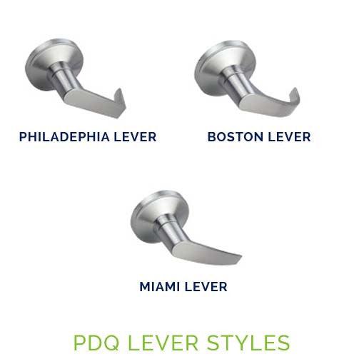 PDQ XGT Series Extremely Heavy Duty Cylindrical Lock lever styles